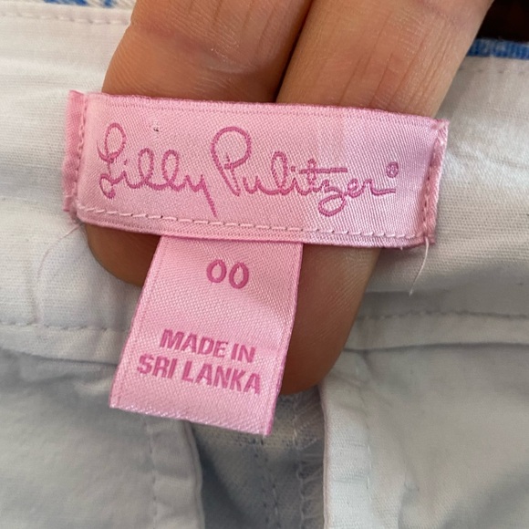 Lilly Pulitzer resort white blue on a roll cropped Chino pants size 00 - Picture 2 of 3